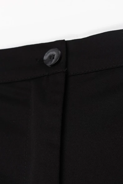 Siyah-Pamuklu Ütü İzli Cepli Likralı Dar Paça Pantolon - Resim 5