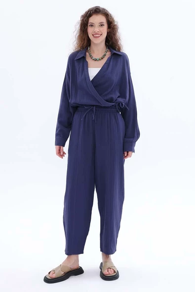 İndigo-Cepli Müslin Pantolon - Resim 2