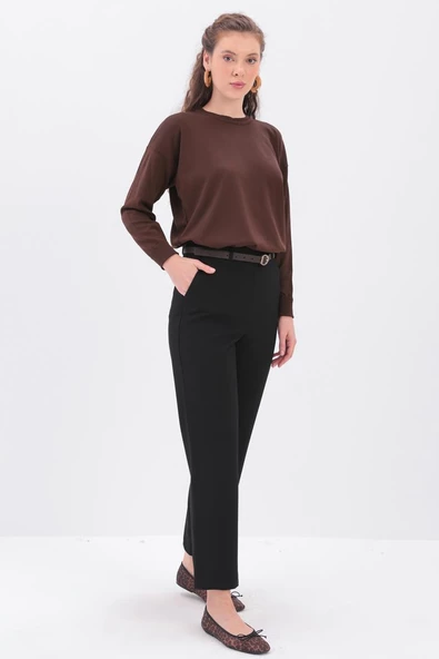 Siyah-Paçası Yırtmaçlı Havuç Pantolon - Resim 3