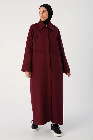 Bordo-Sivri Yaka Gizli Patlı Ferace - 2