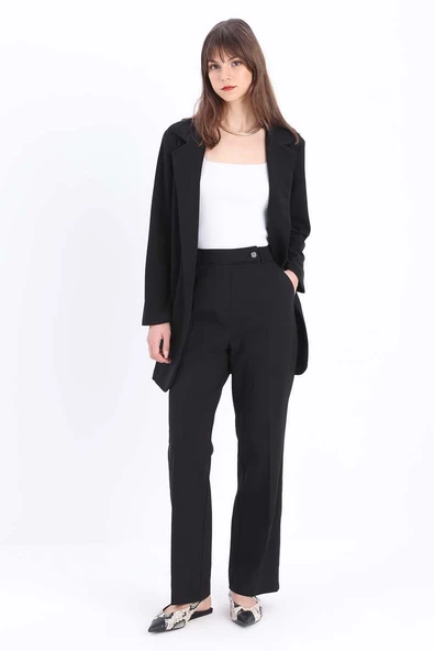 Siyah-Pamuklu Kumaş Pantolon ürün görseli 1