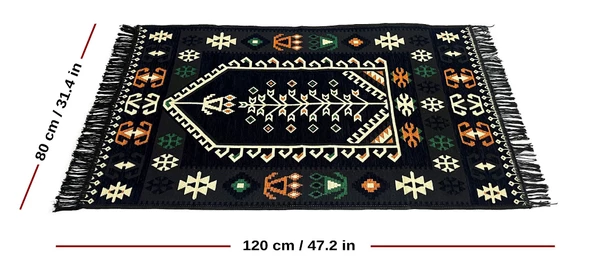 Shark Anadolu Seccade Kilim 17 Siyah - 3