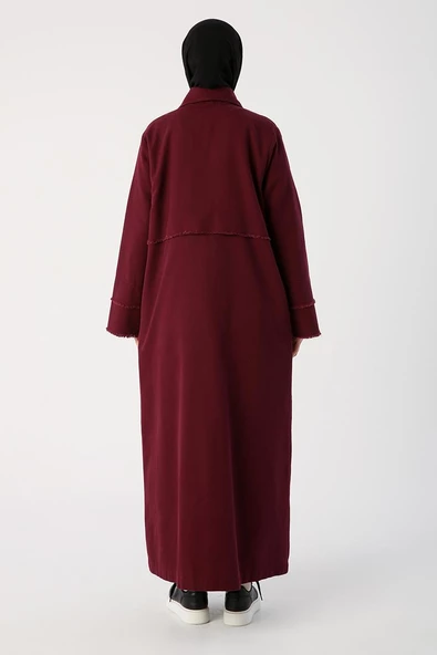 Bordo-Sivri Yaka Gizli Patlı Ferace - 4