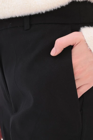 Siyah-Süs Cep Kapaklı Pensli Havuç Pantolon - Resim 5