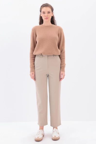 Bej-Paçası Yırtmaçlı Havuç Pantolon - Resim 2