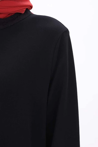 Siyah-Pamuklu Fisto Detaylı Ferace - Resim 6