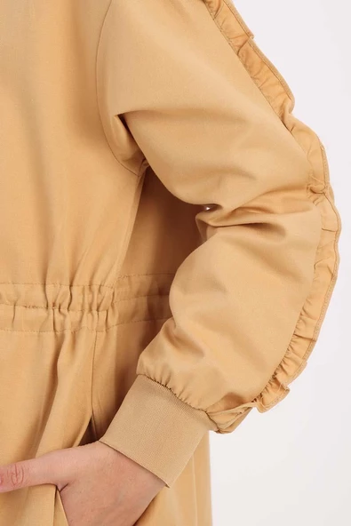 Sarı-Büzgülü Fermuarlı Kap - 5