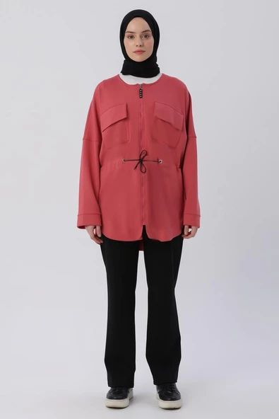 Gül-Belden Büzgülü Cepli Ceket - Resim 2