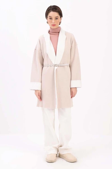 Taş-Oversize Gizli Cepli Likralı Süet Ceket - 2