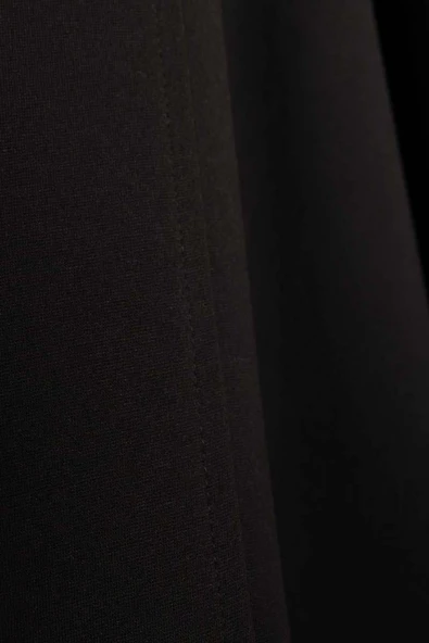 Siyah-Deri Apolet Detaylı Fermuarlı Ferace - 7