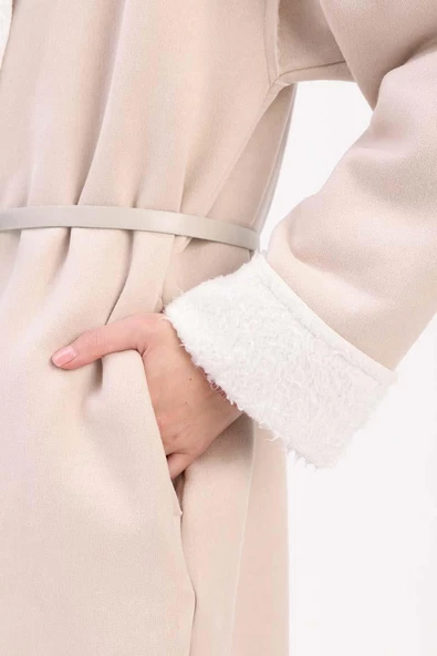 Taş-Oversize Gizli Cepli Likralı Süet Ceket - 5