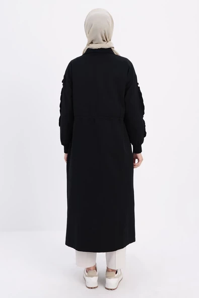 Siyah-Büzgülü Fermuarlı Kap - 4