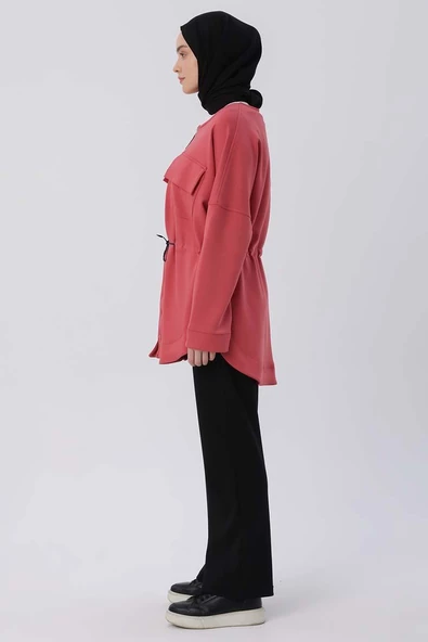 Gül-Belden Büzgülü Cepli Ceket - Resim 3