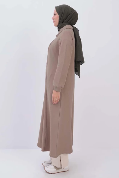 Bej-Kuplu Şömiziye Yakalı Ferace - Resim 3