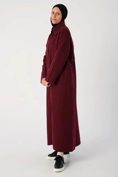 Bordo-Sivri Yaka Gizli Patlı Ferace - 3
