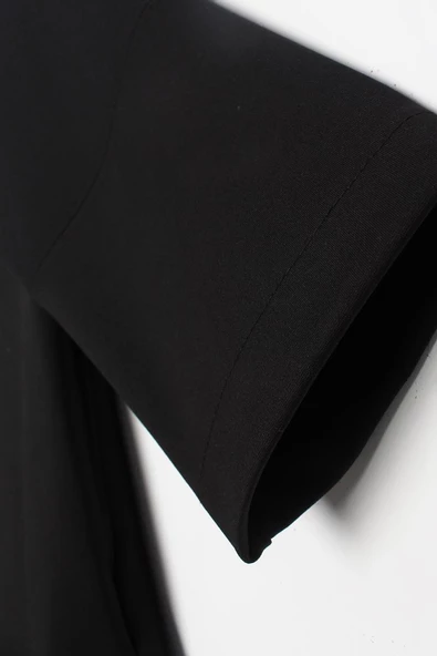 Siyah-Fermuarlı Likralı Kolej Yakalı Ceket - 8