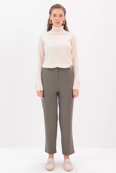 Haki-Paçası Yırtmaçlı Havuç Pantolon - Resim 2