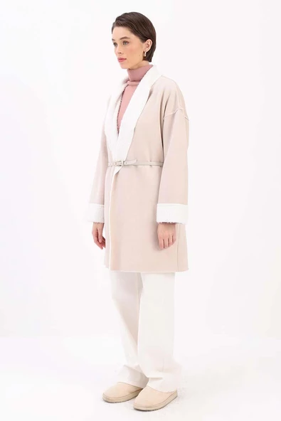 Taş-Oversize Gizli Cepli Likralı Süet Ceket - 3