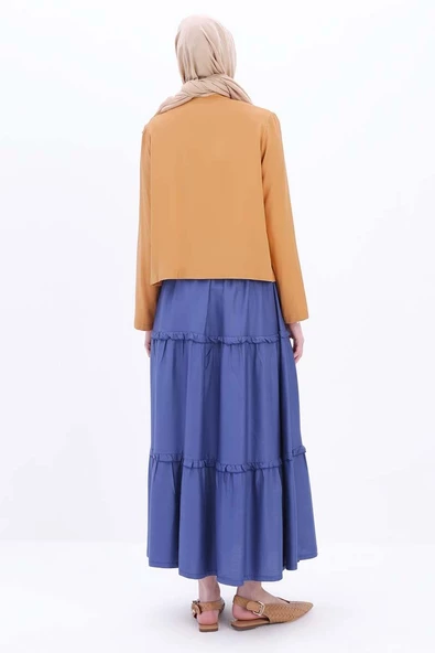 Camel-Hakim Yaka Tek Düğmeli Kısa Ceket - Resim 4