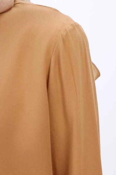 Camel-Hakim Yaka Tek Düğmeli Kısa Ceket - Resim 7
