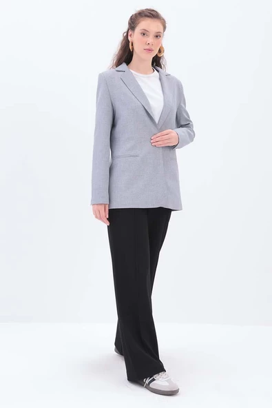 Gri-Astarlı Blazer Ceket - 3