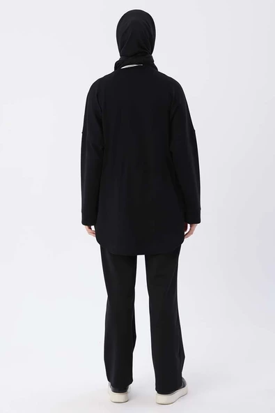 Siyah-Belden Büzgülü Cepli Ceket - Resim 4