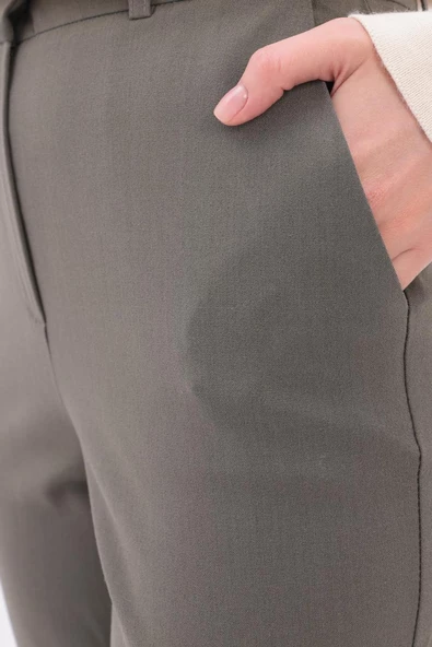 Haki-Paçası Yırtmaçlı Havuç Pantolon - Resim 5