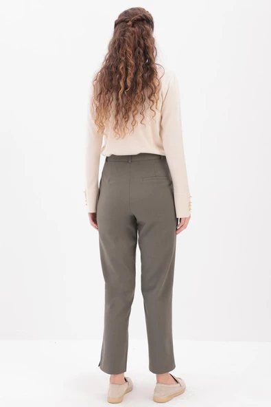 Haki-Paçası Yırtmaçlı Havuç Pantolon - Resim 4