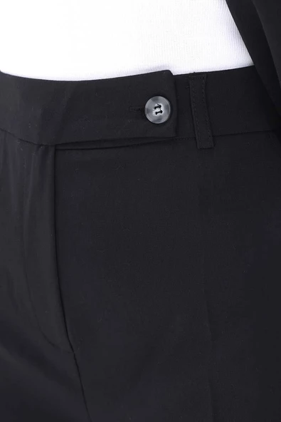 Siyah-Pamuklu Kumaş Pantolon - Resim 5