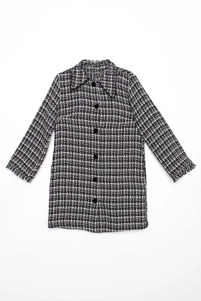 Siyah-Kadife Düğmeli Gömlek Yaka Tüvit Ceket - 7