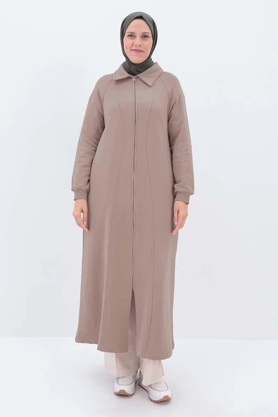 Bej-Kuplu Şömiziye Yakalı Ferace - Resim 2