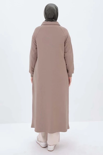 Bej-Kuplu Şömiziye Yakalı Ferace - Resim 4