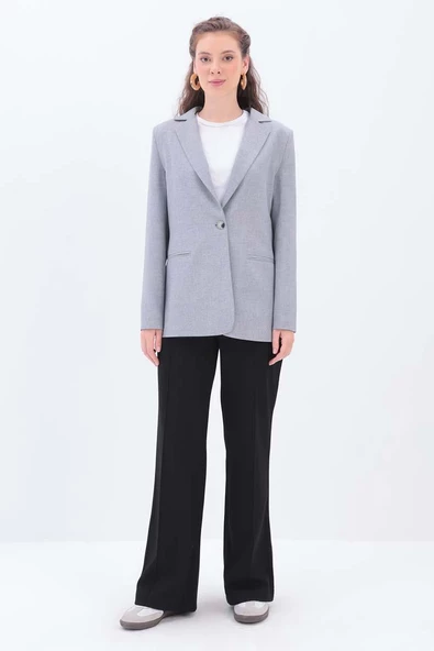 Gri-Astarlı Blazer Ceket - 2