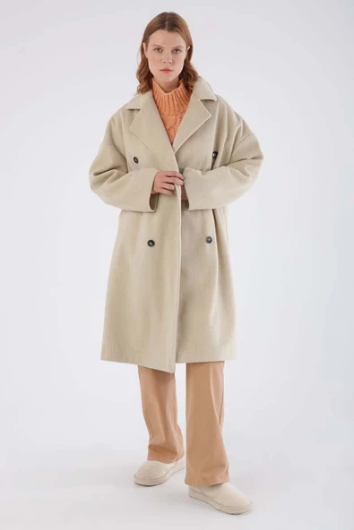 Taş-Arkadan Yırtmaçlı Kaşe Kaban