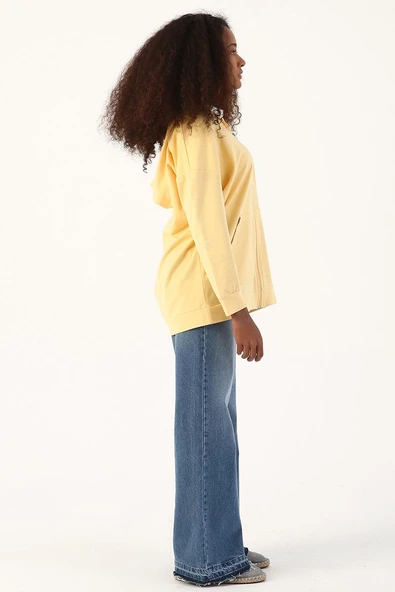 Açık Sarı-Fermuarlı Sweat Hırka - 3