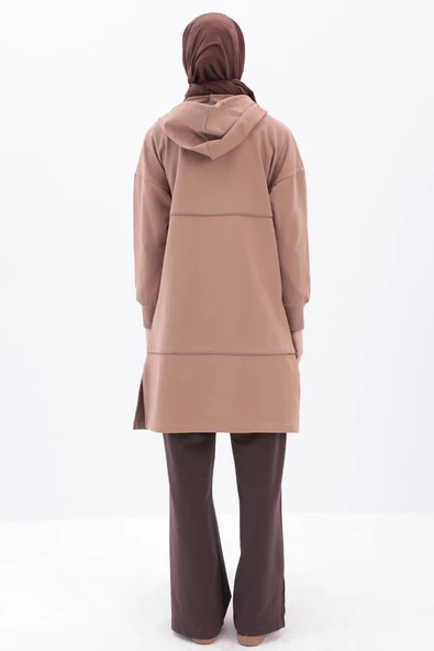 Vizon-Saten Ara Biyeli Sweat Hırka - 4