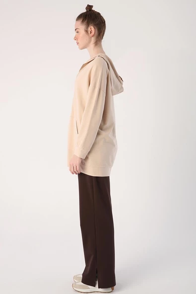 Bej01-Fermuarlı Sweat Hırka - 3