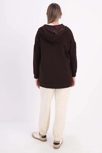 Acı Kahve-Fermuarlı Sweat Hırka - 4