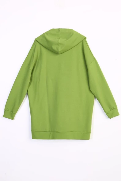 Fıstık Yeşili-Fermuarlı Sweat Hırka - 6