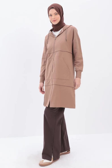 Vizon-Saten Ara Biyeli Sweat Hırka - 3