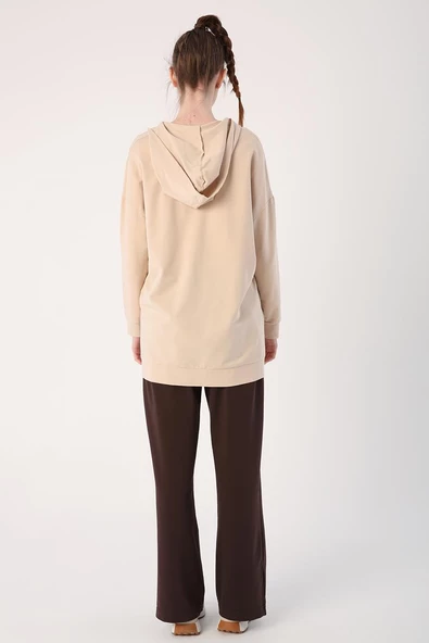 Bej01-Fermuarlı Sweat Hırka - 4