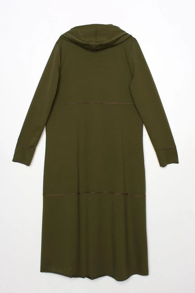 Haki-Kapüşonlu Fermuarlı Hırka - 8