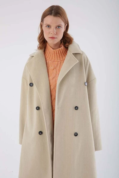 Taş-Arkadan Yırtmaçlı Kaşe Kaban - 5