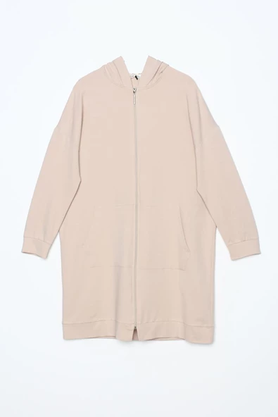 Bej01-Fermuarlı Sweat Hırka - 7