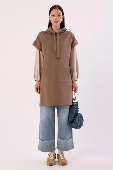 Vizon-Kanguru Cepli Likralı Süveter - Resim 2