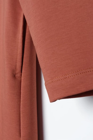 Tarçın-Büyük Beden Aplike Nakışlı Fermuarlı Hırka - 5