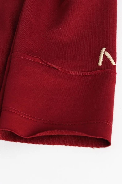 Bordo-Kapüşonlu Fermuarlı Hırka - 7