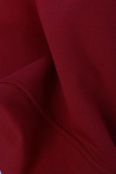 Bordo-Çizgili Ribanalı Ve Renkli Çıtçıtlı Kapüşonlu Likralı Hırka - 8