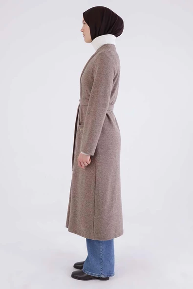 Bej-Cepli Kemerli Uzun Hırka - 3