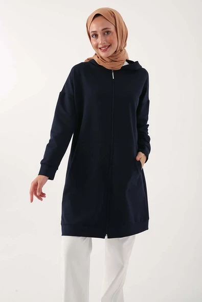 Lacivert-Fermuarlı Sweat Hırka - 5